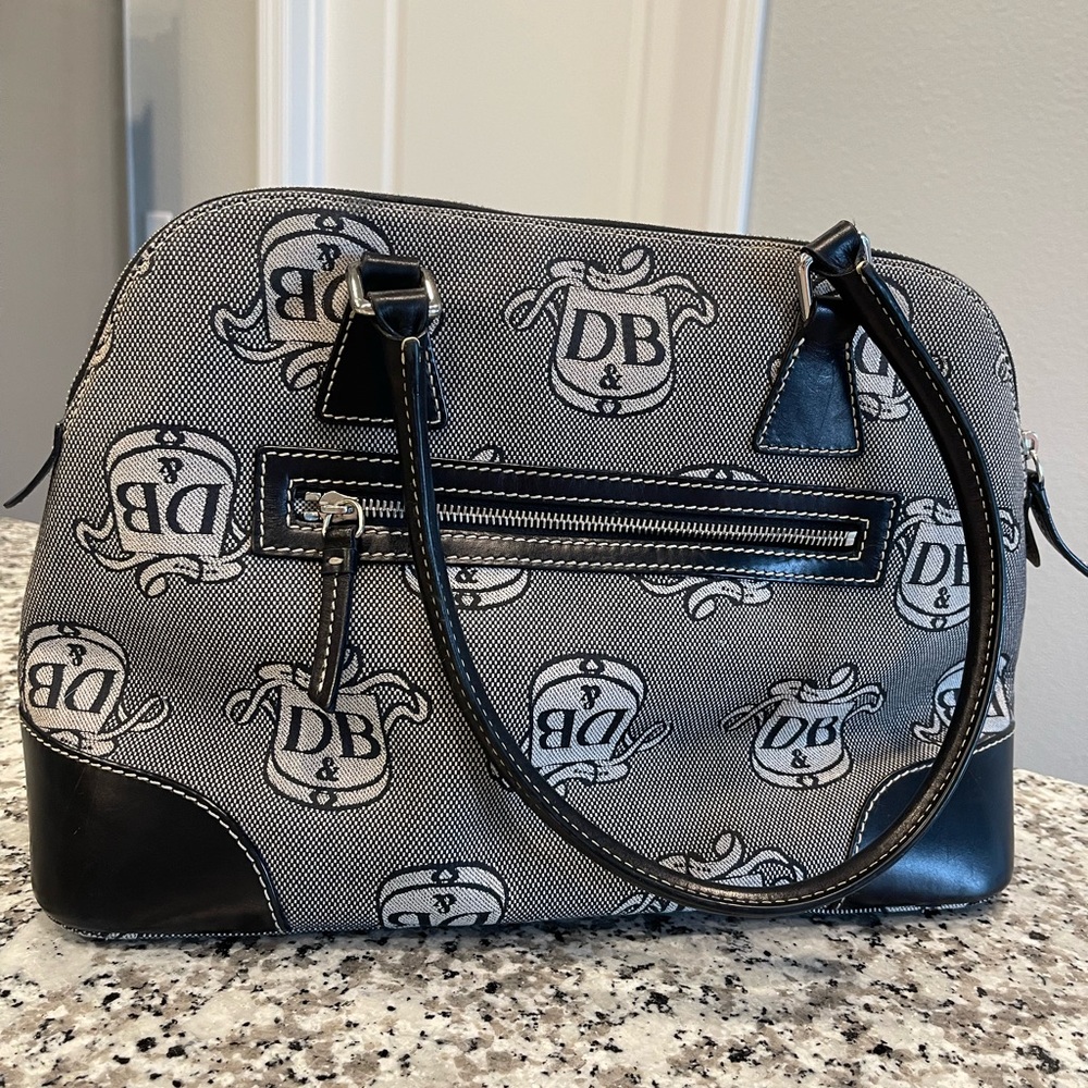 Dooney & Bourke Black Donegal Signature Crest Domed Satchel